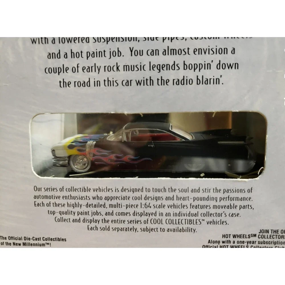 2000 Hot Wheels 100% 1959 Cadillac Black W/ Flames 1:64 MIB Limited Edition